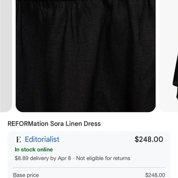 Reformation Black Linen Dress NWT - Picture 3 of 9